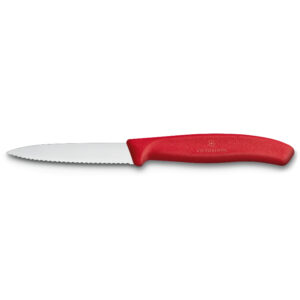 6.7631 CUCHILLO MONDADOR DENTADO ROJO 8 CM