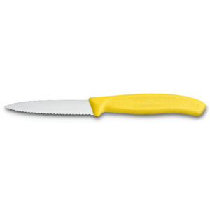 6.7636.L118 CUCHILLO MONDADOR DENTADO AMARILLO 8CM